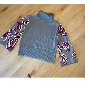 Cabi Floral Sleeve Turtleneck Sweater - Size M